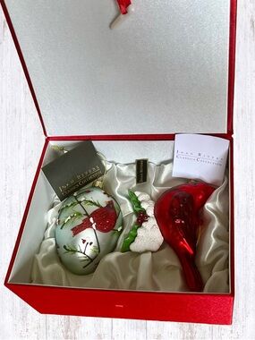 NWT Joan Rivers Cardinal Ornaments 2015 Set of 2 Red & White 4”-5”